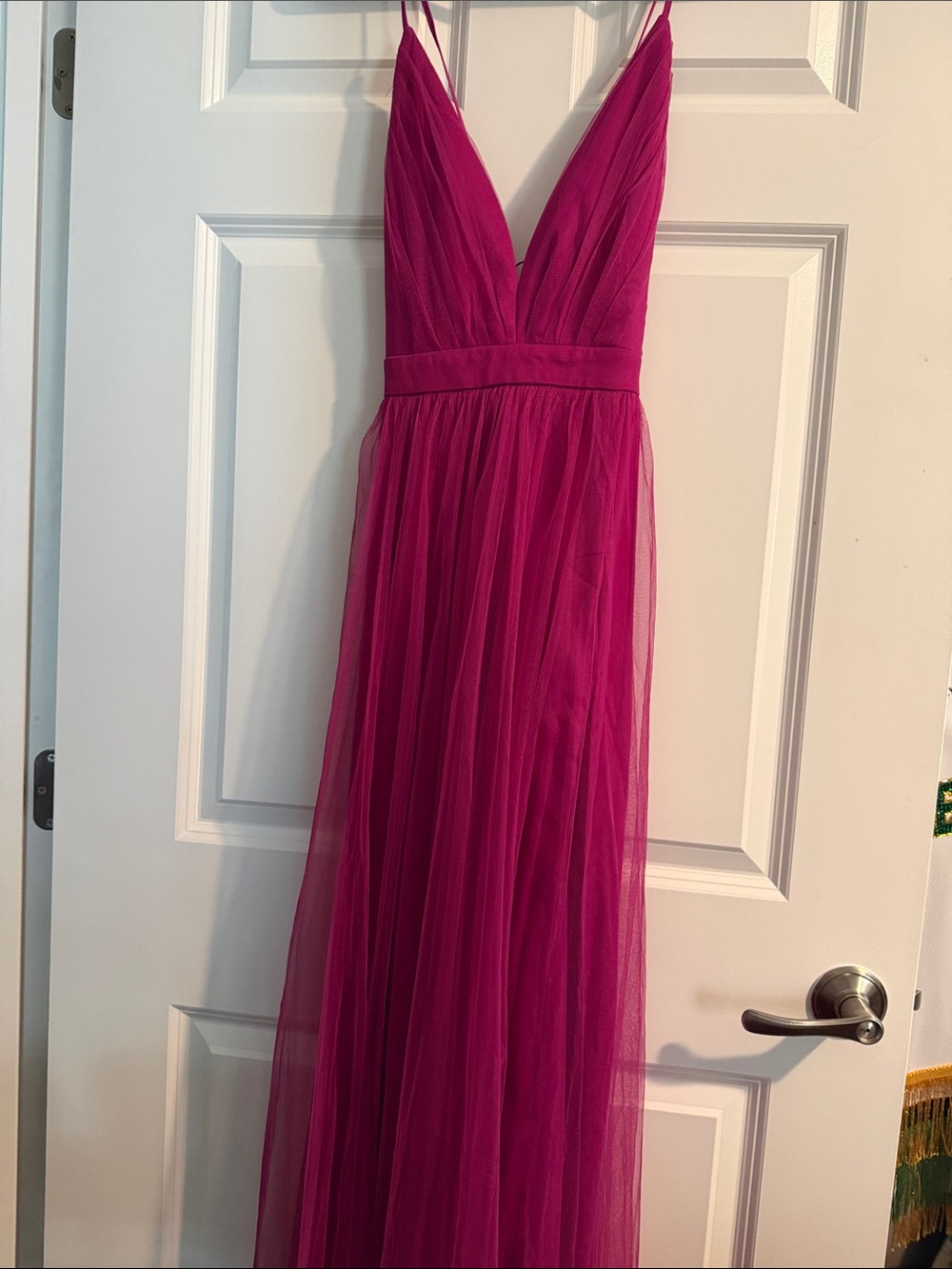 Fuchsia Spaghetti-Strap V-Neck Maxi Dress